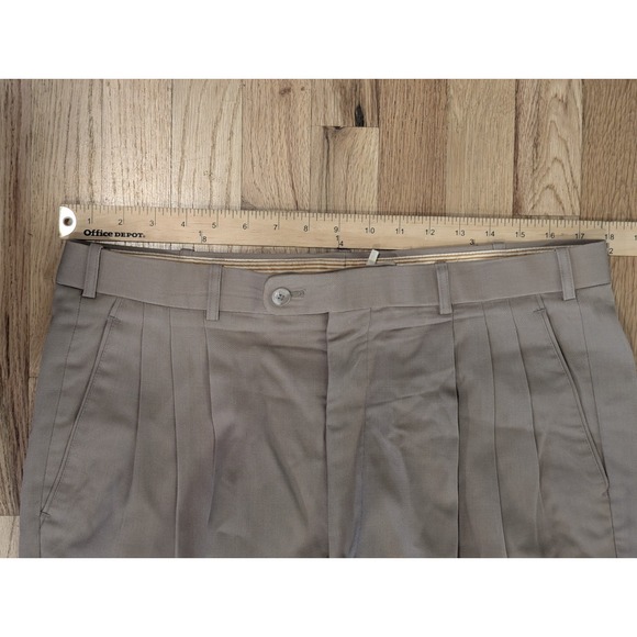 Vtg Feldini Tan Pleated Wool Dress Pants Mens Size 36x30 Slacks Trousers Beige - Picture 3 of 9